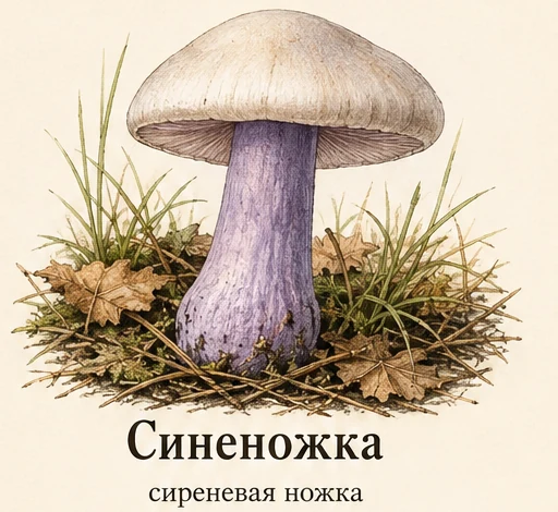 Синеножка — ботаническая иллюстрация: сиреневая ножка